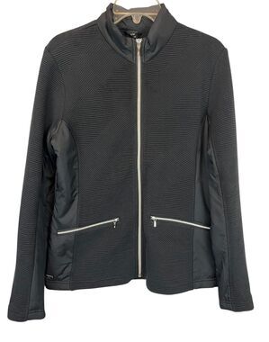 N'vo Women's Black Knit Athletic Activewear Zip Jacket Size M NIO210701